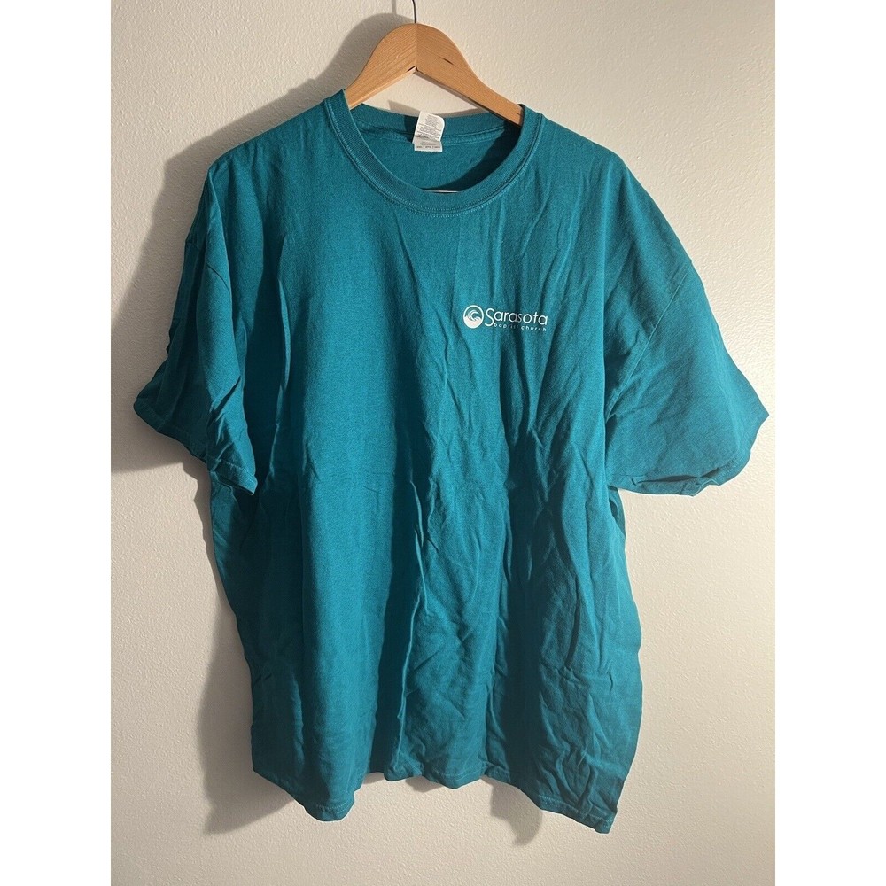 Gildan Sarasota Baptist Church Baptized On The Beach Teal SS T Shirt 2XL